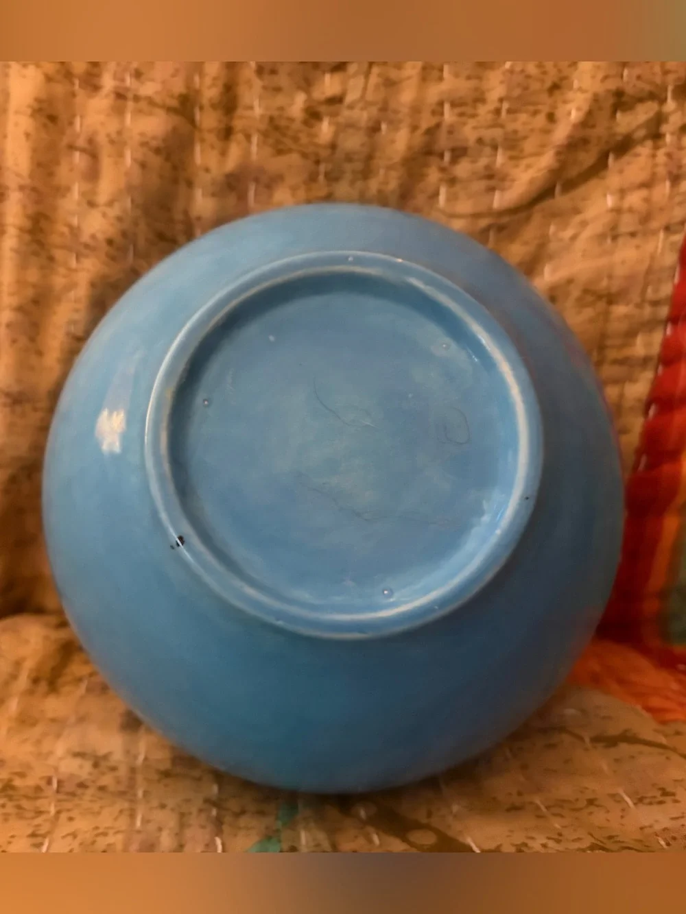 Blue Pisces Bowl with Orange Koi Ceramic 5.75” Zodiac Astrology